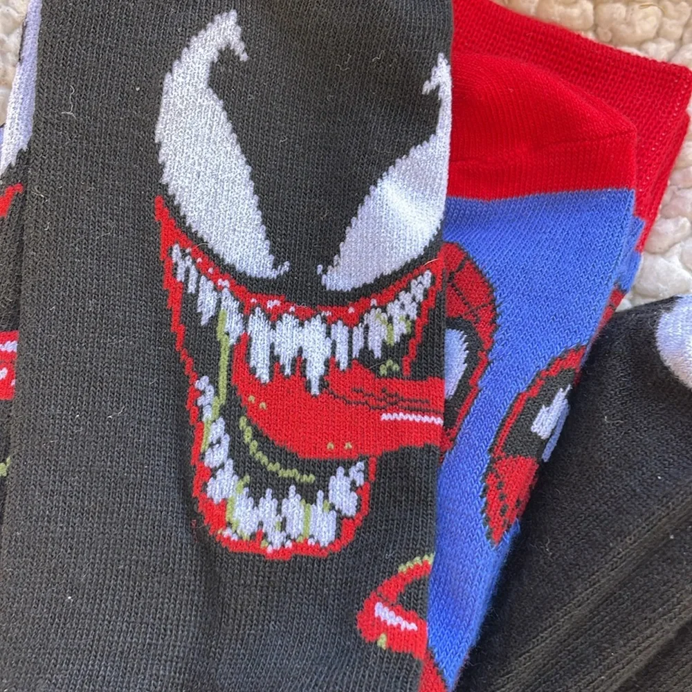 Marvel Spider-Man Black Red Blue Crew Socks - 3 Pack